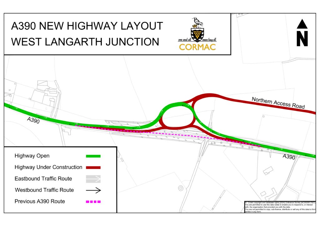 new road layout at West Langarth junction